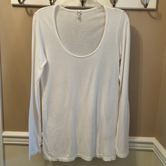 SPLENDID Woman's Long Sleeve Scoop Neck Tee Size M in color White - Picture 1 of 3